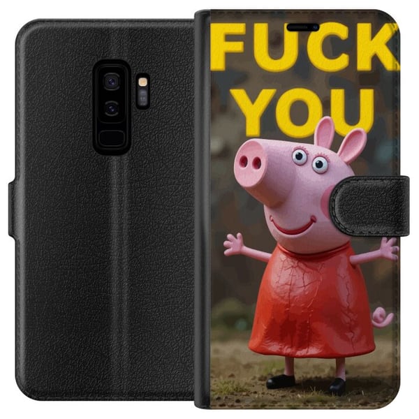 Yhteensopiva Lompakkokotelo Samsung Galaxy S9+ Söpö vaaleanpunainen, Peppa Pig -hahmon kaltainen piirretty possuhahmo uhmakkaassa asennossa ja selkeä Yhteensopiva Lompakkokotelo Samsung Galaxy S9+ Söpö vaaleanpunainen, Peppa Pig -hahmon kaltainen piirretty possuhahmo uhmakkaassa asennossa ja selkeä