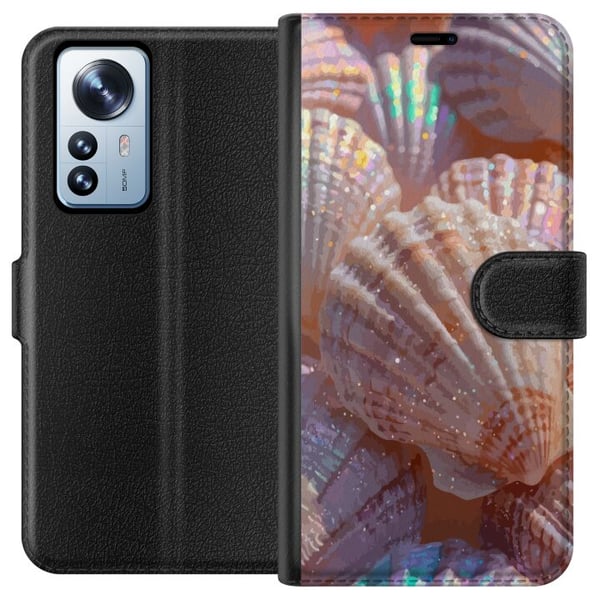 Kompatibel Tegnebogsetui til Xiaomi 12 Pro Muslingeskal glitrende design i pastel og skinnende nuancer inspireret af hav strand og sommerens smukke f
