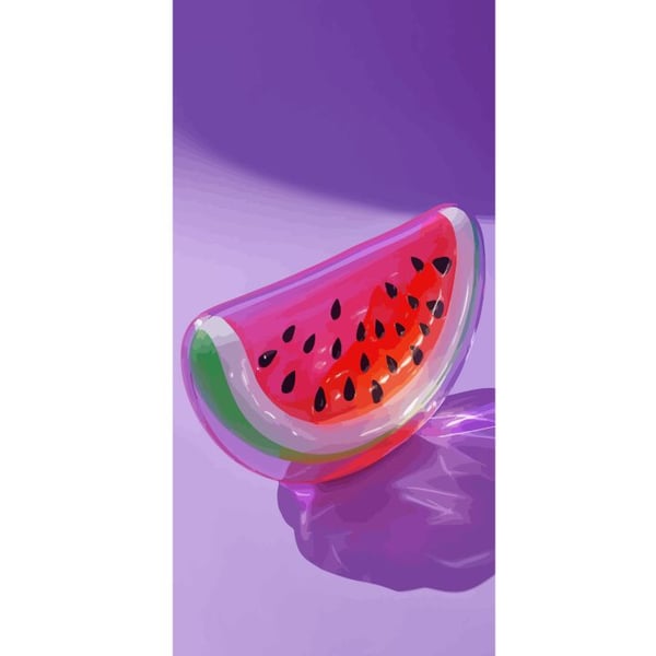 Yhteensopiva Lompakkokotelo Apple iPhone 13 Pro Lasityylinen vesimeloni violettia taustaa vasten, raikas kesäinen design, jossa on mehukas ja moderni