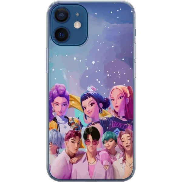 Kompatibel Mobilcover til Apple iPhone 12 HuntrX Collab-motiv med farverige K-pop-karakterer i moderne futuristisk stil med glitrende detaljer
