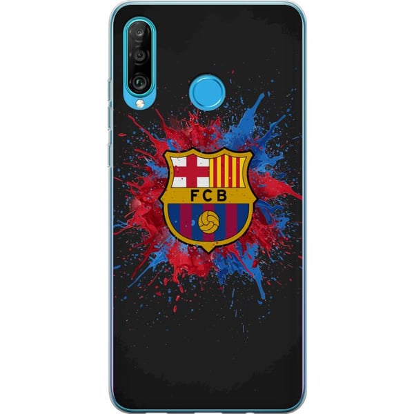 Kompatibel Mobilcover til Huawei P30 lite Barcelona Splash Art med FC Barcelonas emblem i blå og rød, perfekt til fodboldfans