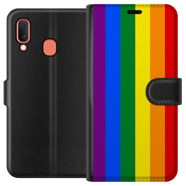 Kompatibelt Plånboksfodral till Samsung Galaxy A20e Pride Flagga Kompatibelt Plånboksfodral till Samsung Galaxy A20e Pride Flagga