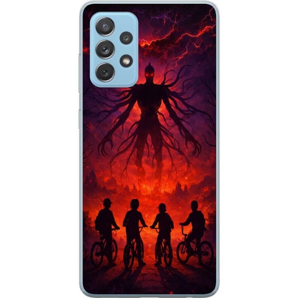 Kompatibelt Mobildeksel til Samsung Galaxy A52 5G Mørk fantasyillustrasjon inspirert av Stranger Things med overnaturlig skapning, lyn og syklende ba Kompatibelt Mobildeksel til Samsung Galaxy A52 5G Mørk fantasyillustrasjon inspirert av Stranger Things med overnaturlig skapning, lyn og syklende ba