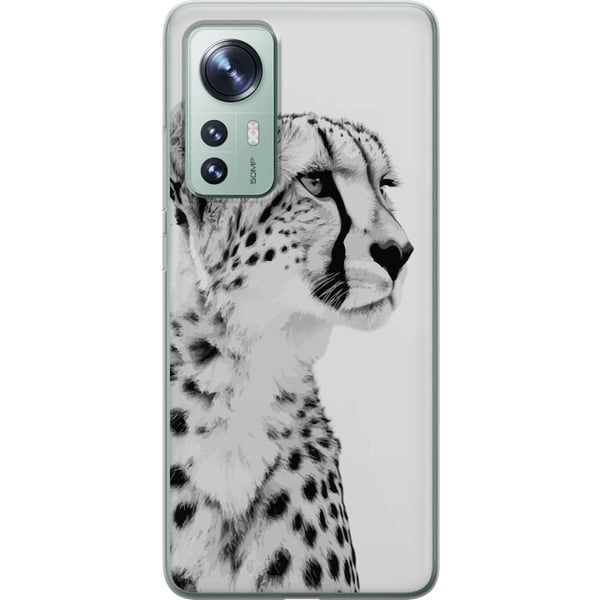 Yhteensopiva Puhelinkuori Xiaomi 12 Tyylikäs mustavalkoinen lähikuva gepardista, jolla on rauhallinen katse, elegantit kuviot ja ylväs ilme, jotka lu