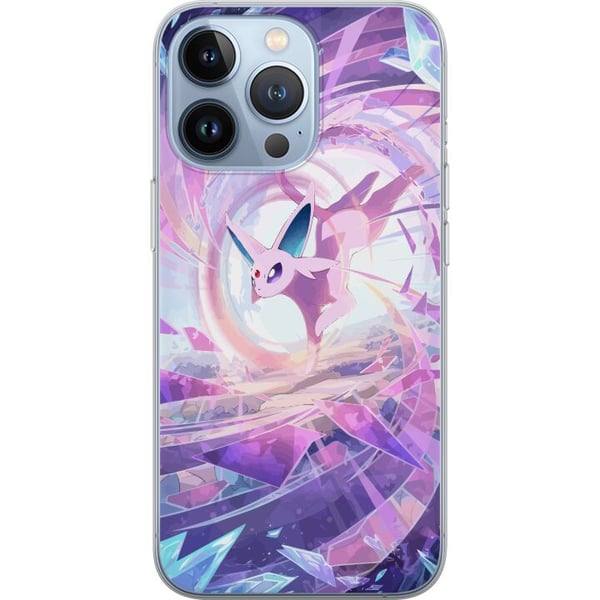 Kompatibelt Mobildeksel til Apple iPhone 13 Pro Espeon Pokémon-illustrasjon – Magisk lilla motiv med krystaller og stjerner