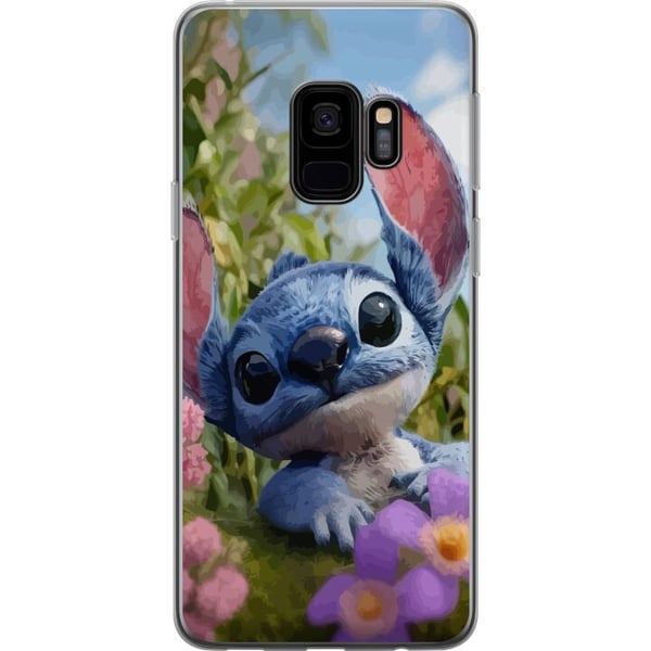Kompatibelt Mobilskal till Samsung Galaxy S9 Blå tecknad figur inspirerad av Stitch i naturmiljö med blommor och sött uttryck perfekt för fans av gul Kompatibelt Mobilskal till Samsung Galaxy S9 Blå tecknad figur inspirerad av Stitch i naturmiljö med blommor och sött uttryck perfekt för fans av gul