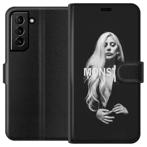 Kompatibelt Lommeboketui til Samsung Galaxy S21+ 5G Lady Gaga Monster-portrett – svart-hvitt Lady Gaga-design med sterk MONSTER-typografi og ikonisk Kompatibelt Lommeboketui til Samsung Galaxy S21+ 5G Lady Gaga Monster-portrett – svart-hvitt Lady Gaga-design med sterk MONSTER-typografi og ikonisk