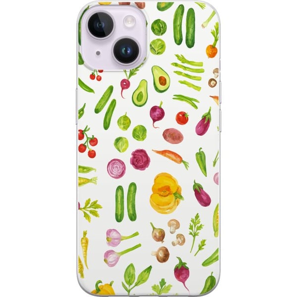 Kompatibel Mobilcover til Apple iPhone 14 Plus grøntsager mønster grøntsager avocado tomat agurk broccoli sund mad plakat køkken design retro