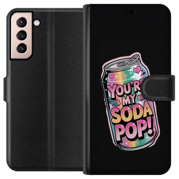 Kompatibelt Lommeboketui til Samsung Galaxy S21 Youre My Soda Pop kawaii pastell regnbue hjerter glitrende design
