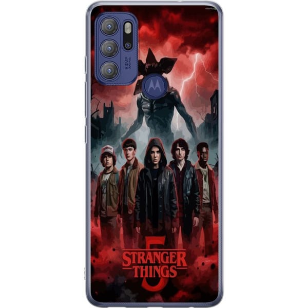 Kompatibel Mobilcover til Motorola Moto G60S Mørk Stranger Things-inspireret fantasyillustration med torden og dramatisk skrækstemning