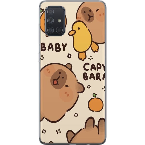 Kompatibel Mobilcover til Samsung Galaxy A71 Kawaii-kapivarillustration – Sødt tegnet design med ænder og appelsiner