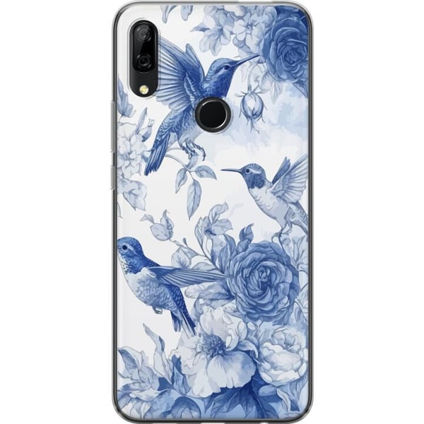 Kompatibel Mobilcover til Huawei P Smart Z Blåt mønster med fugle og blomster retro