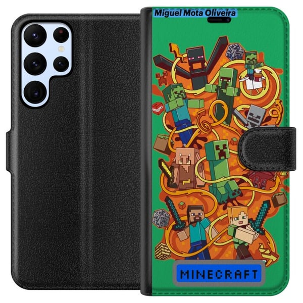 Kompatibel Tegnebogsetui til Samsung Galaxy S22 Ultra 5G Minecraft