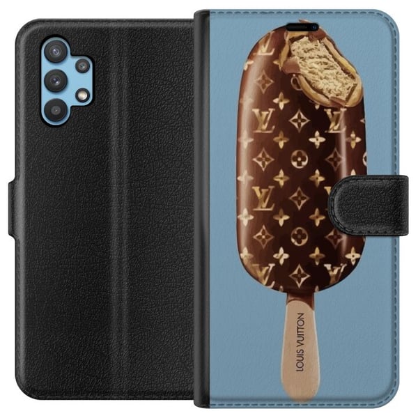 Kompatibelt Plånboksfodral till Samsung Galaxy A32 5G Lyxig glasspinne i chokladbrunt mönster exklusiv design för trendig och modern look