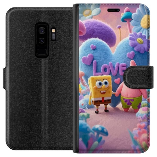 Yhteensopiva Lompakkokotelo Samsung Galaxy S9+ Paavo Pesusieni ja Patrick rakkaus värikäs pastellimaailma sydänten kukkien ja ystävyyden kera aidon i Yhteensopiva Lompakkokotelo Samsung Galaxy S9+ Paavo Pesusieni ja Patrick rakkaus värikäs pastellimaailma sydänten kukkien ja ystävyyden kera aidon i