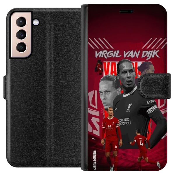 Kompatibelt Lommeboketui til Samsung Galaxy S21 Virgil van Dijk Liverpool Nederland kraftfull forsvarsgeneral stabil trygg og en av verdens beste mid