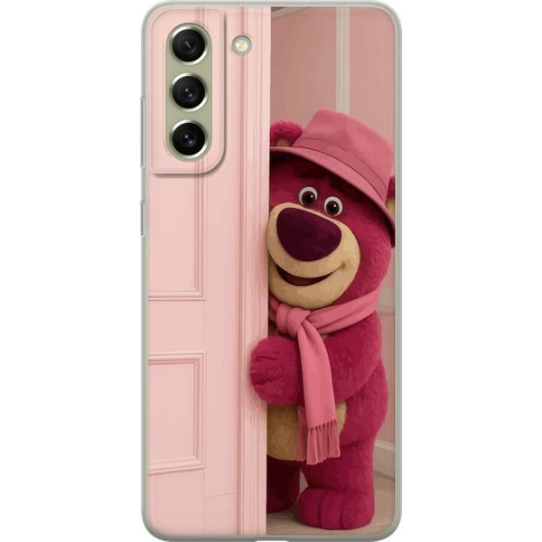 Kompatibelt Mobilskal till Samsung Galaxy S21 FE 5G Rosa nalle med hatt och scarf söt pastellfärgad design fylld av kärlek humor och värme