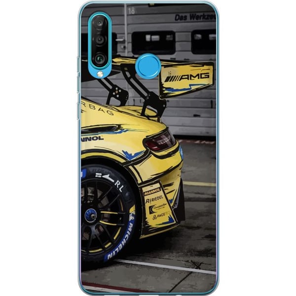 Kompatibelt Mobilskal till Huawei P30 lite AMG Mercedes poster racing sportbil gul luxury automotive German brand motorsport car design retro