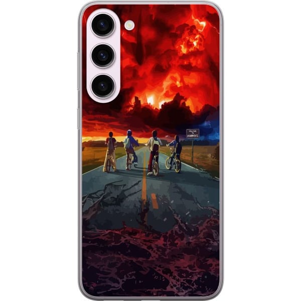 Kompatibel Mobilcover til Samsung Galaxy S23+ Sci-fi-inspireret eventyrplakat med cyklende børn – dramatisk himmel og nostalgisk 80’er-stemning Kompatibel Mobilcover til Samsung Galaxy S23+ Sci-fi-inspireret eventyrplakat med cyklende børn – dramatisk himmel og nostalgisk 80’er-stemning