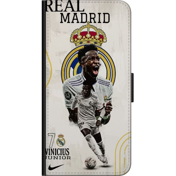Kompatibelt Lommeboketui til Samsung Galaxy A03s Real Madrid Vinícius Júnior med spiss i trøye nummer 7 klubbmerke hvit kampdrakt energisk positur og