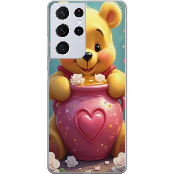 Yhteensopiva Puhelinkuori Samsung Galaxy S21 Ultra 5G Söpö keltainen Nalle Puhin inspiroima karhu, jolla on sydämenmuotoinen vaaleanpunainen purkki j Yhteensopiva Puhelinkuori Samsung Galaxy S21 Ultra 5G Söpö keltainen Nalle Puhin inspiroima karhu, jolla on sydämenmuotoinen vaaleanpunainen purkki j