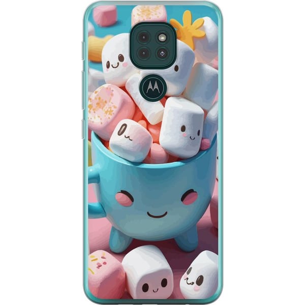 Kompatibel Mobilcover til Motorola Moto G9 Play Kawaii marshmallow smile kawaii-design med søde figurer i kop, farverig og glad stil