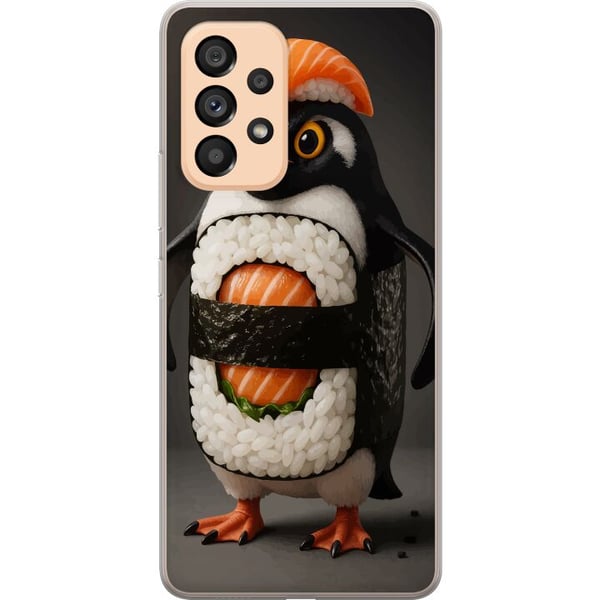 Kompatibelt Mobildeksel til Samsung Galaxy A53 5G Sushi-pingvindesign – Kreativt kawaii-motiv med laks, ris og tang