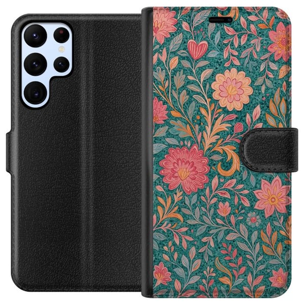 Kompatibel Tegnebogsetui til Samsung Galaxy S22 Ultra 5G Floral Dream