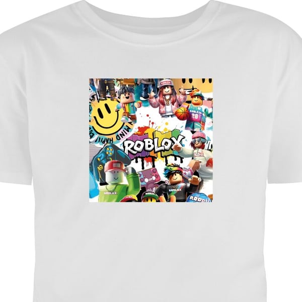 Barn T-skjorte Roblox Party Collage Hvit 9-11 År