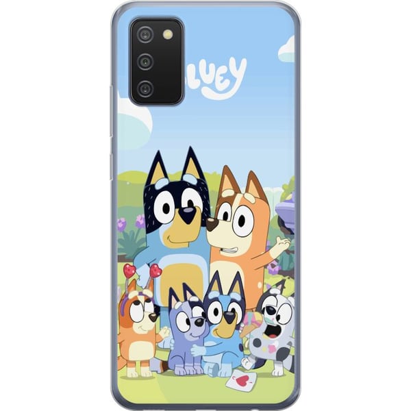 Kompatibelt Mobildeksel til Samsung Galaxy A02s Bluey mobildeksel med hele familien i fargerikt design