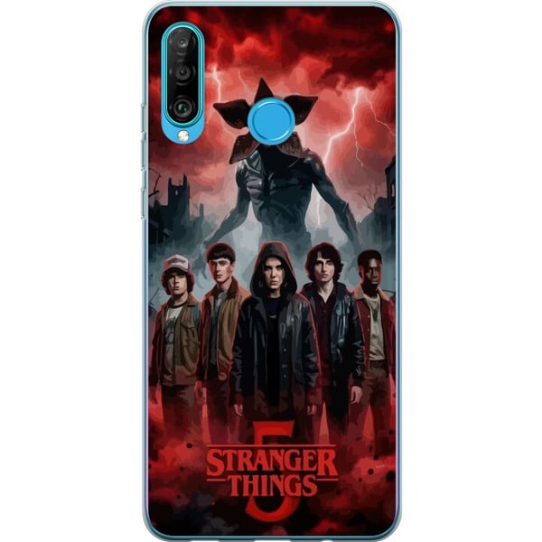 Kompatibelt Mobilskal till Huawei P30 lite Mörk Stranger Things-inspirerad fantasyillustration med åska och dramatisk skräckstämning