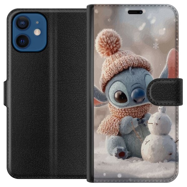 Kompatibel Tegnebogsetui til Apple iPhone 12 Stitch snemand vinter sød blå alien kawaii jul hyggelig sne sød ferie bedårende plakat
