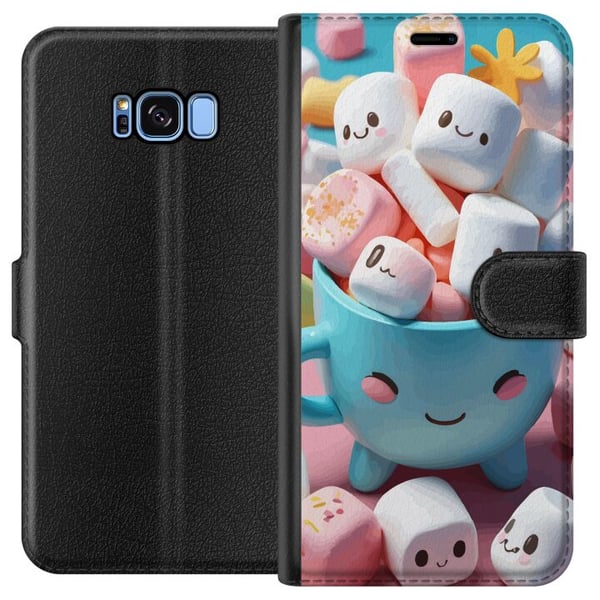Kompatibelt Plånboksfodral till Samsung Galaxy S8 Kawaii marshmallow smile kawaii design med söta figurer i kopp färgglad och glad stil