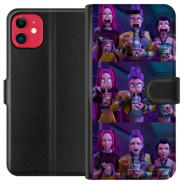 Kompatibel Tegnebogsetui til Apple iPhone 11 Samlerfigur KPop Demon Hunters mørk stil Kompatibel Tegnebogsetui til Apple iPhone 11 Samlerfigur KPop Demon Hunters mørk stil
