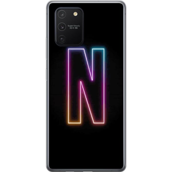 Kompatibel Mobilcover til Samsung Galaxy S10 Lite Minimalistisk neonbogstav N i farveskiftende lys mod sort baggrund
