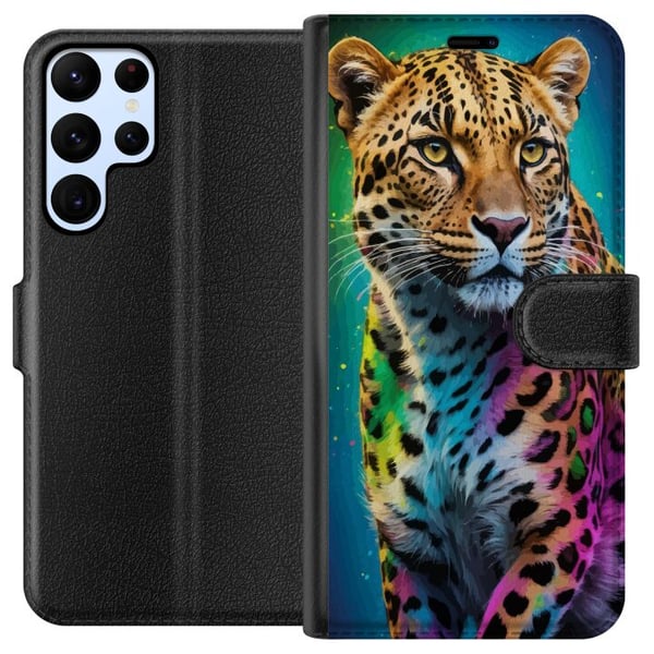 Yhteensopiva Lompakkokotelo Samsung Galaxy S22 Ultra 5G Leopard