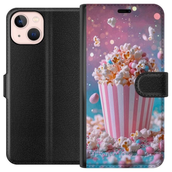 Kompatibelt Plånboksfodral till Apple iPhone 13 mini Retro popcorn design snacks bio collectible