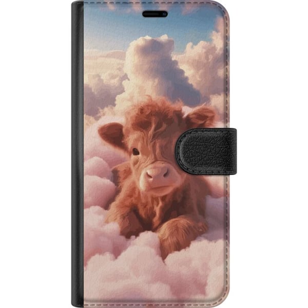Kompatibelt Plånboksfodral till Samsung Galaxy S9+ Söt kalv bland moln drömlik rosa design med mjuka färger varm känsla av lugn trygghet glädje och f