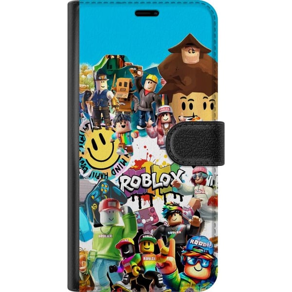 Kompatibelt Plånboksfodral till Samsung Galaxy A32 5G Roblox Party färgglatt motiv med spelkaraktärer och gamingenergi för alla fans