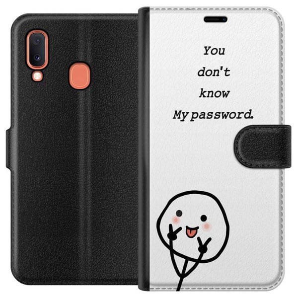 Kompatibelt Plånboksfodral till Samsung Galaxy A20e You Don’t Know My Password – edgy textmotiv med attityd Kompatibelt Plånboksfodral till Samsung Galaxy A20e You Don’t Know My Password – edgy textmotiv med attityd