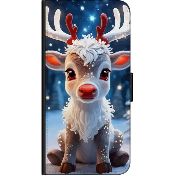 Kompatibelt Lommeboketui til Samsung Galaxy A03s Søt reinsdyr vinter julemotiv kawaii reinsdyr snø lys lys magisk jul søt høytid plakat