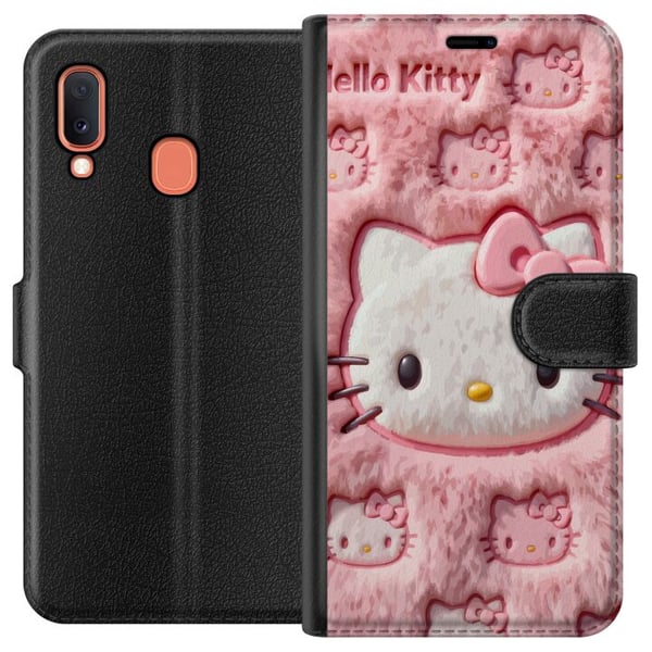 Kompatibelt Lommeboketui til Samsung Galaxy A20e Hello Kitty-inspirert rosa fluffdesign med et ikonisk katteansikt i kawaii-stil Kompatibelt Lommeboketui til Samsung Galaxy A20e Hello Kitty-inspirert rosa fluffdesign med et ikonisk katteansikt i kawaii-stil