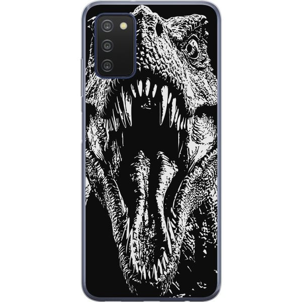 Kompatibelt Mobildeksel til Samsung Galaxy A03s T-Rex brøl dinosaur episk svart-hvitt forhistorisk beist voldsomt brøl monster kunst illustrasjon pla