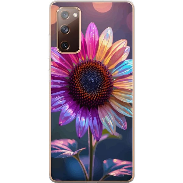 Yhteensopiva Puhelinkuori Samsung Galaxy S20 FE Hohtava irisoiva kukka vaaleanpunaisen, violetin ja kullan sävyissä pehmeää bokehia ja valokimallusta
