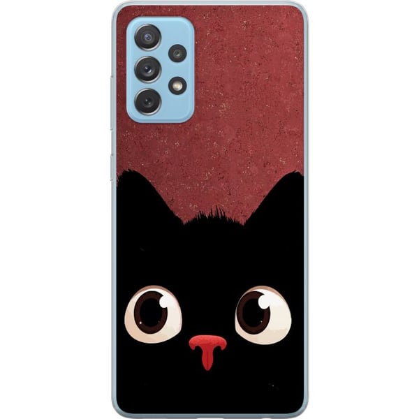 Kompatibelt Mobildeksel til Samsung Galaxy A52 5G Minimalistisk svart katt med store øyne – sjarmerende dyremotiv i moderne grafisk stil Kompatibelt Mobildeksel til Samsung Galaxy A52 5G Minimalistisk svart katt med store øyne – sjarmerende dyremotiv i moderne grafisk stil