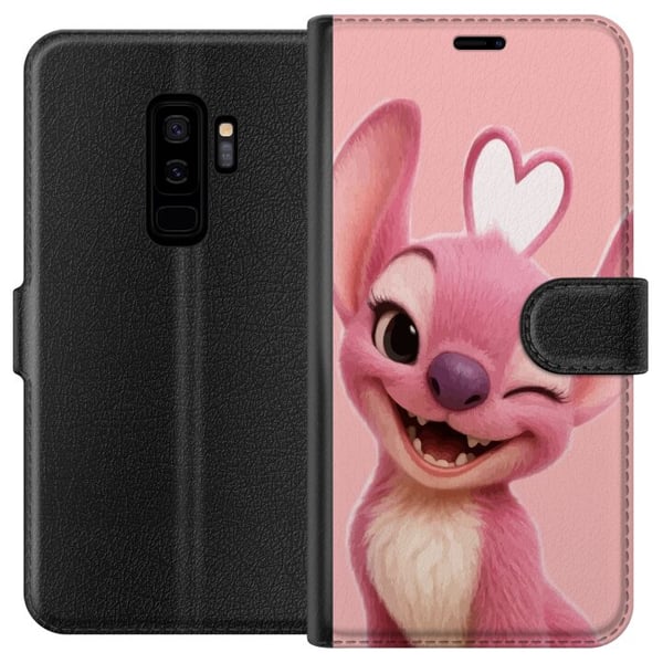 Kompatibelt Plånboksfodral till Samsung Galaxy S9+ Angel rosa figur blinkar gullig design med hjärta kärlek lekfullhet och söt energi i pastelltoner