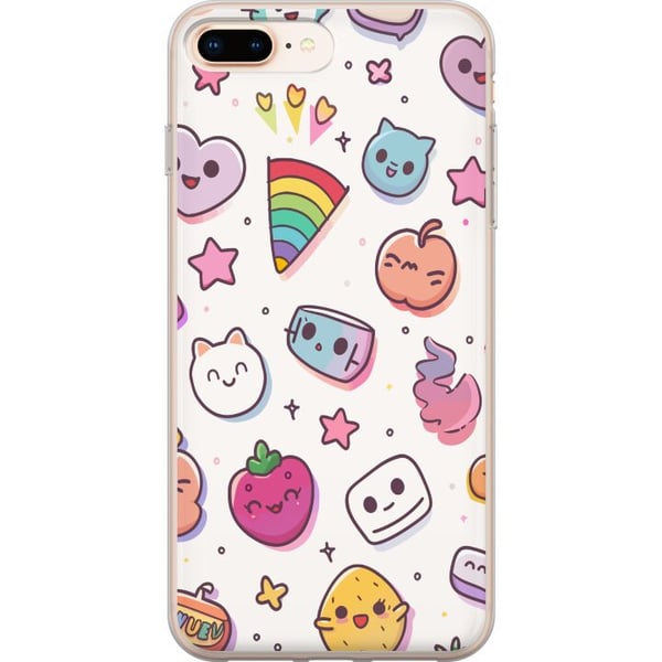 Kompatibel Mobilcover til Apple iPhone 8 Plus Kawaii-doodle-collage med søde figurer, frugter, stjerner, hjerter, pastelfarver og legende tegneserieæ Kompatibel Mobilcover til Apple iPhone 8 Plus Kawaii-doodle-collage med søde figurer, frugter, stjerner, hjerter, pastelfarver og legende tegneserieæ