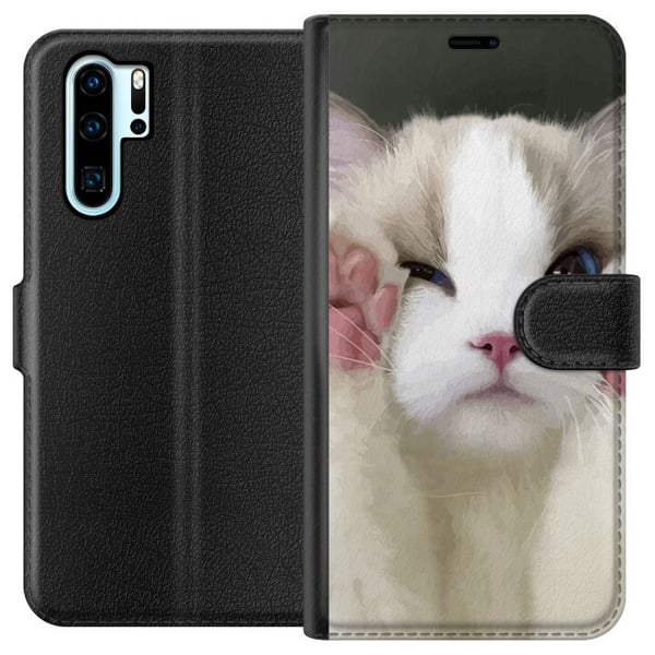 Kompatibel Tegnebogsetui til Huawei P30 Pro Kat Kompatibel Tegnebogsetui til Huawei P30 Pro Kat