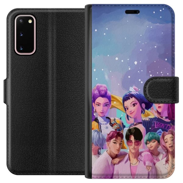 Kompatibelt Lommeboketui til Samsung Galaxy S20 HuntrX Collab-motiv med fargerike K-pop-karakterer i moderne futuristisk stil med glitrende detaljer
