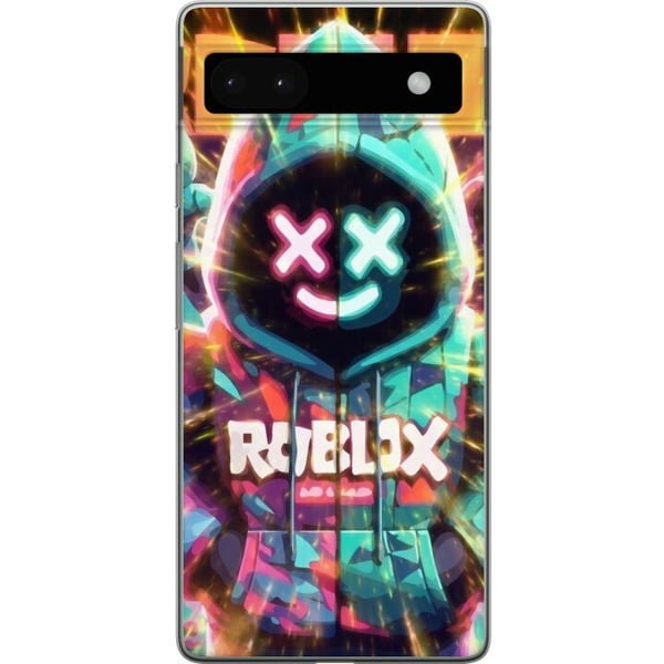 Yhteensopiva Puhelinkuori Google Pixel 6a Neonvärinen Roblox-henkinen hupparihahmo, jossa on hohtavia tehosteita ja energinen tausta, voimakas peliai